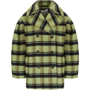 Ganni, Dames, Mantels, Groen, Maat: S Wol,