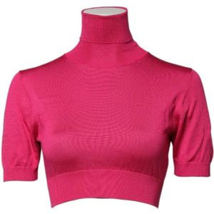 Dolce & Gabbana, Dames, Truien, Roze, Maat: 2XS Zijde,