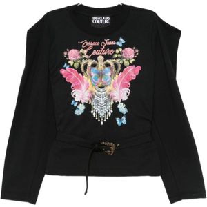 Versace Jeans Couture, Dames, Tops, Zwart, Maat: L