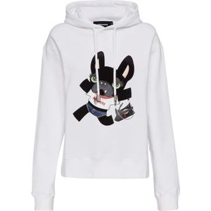 Dsquared2, Dames, Sweatshirts & Hoodies, Wit, Maat: XS Katoen,