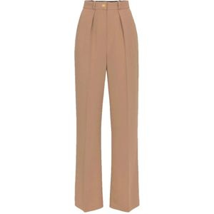 Elisabetta Franchi, Dames, Broeken, Bruin, Maat: XL Satijn,