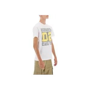 Dsquared2 Cool Fit T-Shirt met Contrasterende Print , White , Heren , Maat: M