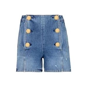 Balmain Denim shorts met knopen , Blue , Dames , Maat: XS