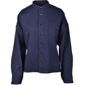 Bottega Veneta, Dames, Overhemden, Blauw, Maat: 3XS Wol,