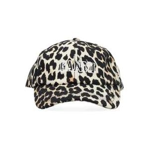 Ganni Leopard Print Cap Hat , Multicolor , Dames , Maat: ONE Size