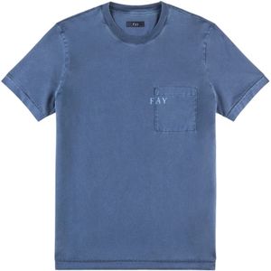 Fay, Heren, Tops, Blauw, Maat: 2XL Katoen,