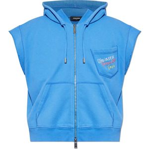Dsquared2, Heren, Sweatshirts & Hoodies, Blauw, Maat: M Katoen,