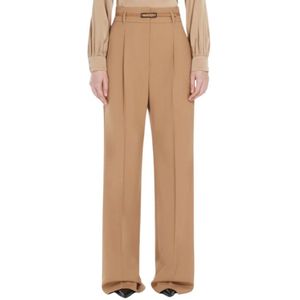 Max Mara, Dames, Broeken, Bruin, Maat: XS Wol,
