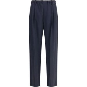 Brunello Cucinelli, Dames, Broeken, Blauw, Maat: 2XS Wol,