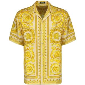 Versace Zijden Barocco Shirt , Yellow , Heren , Maat: M