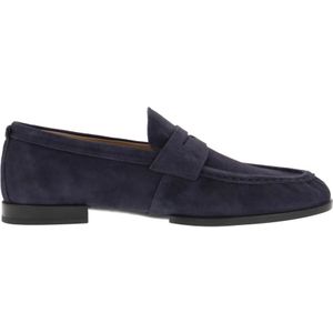 Tod's Suède Leren Moccasin met Geëmbosseerd Monogram , Blue , Heren , Maat: 43 EU