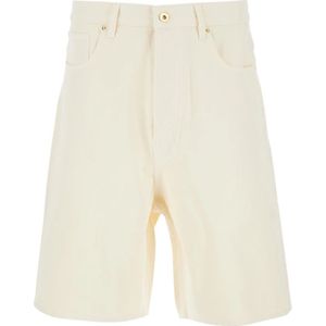 Drole de Monsieur - Off-White Denim Bermuda Shorts - Korte Broeken - Beige - 100% Co