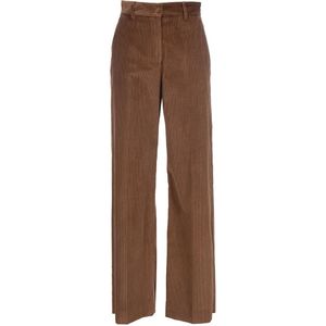 Weekend Max Mara, Dames, Broeken, Bruin, Maat: XS Katoen,