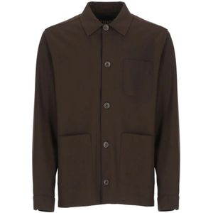 Herno - Lichtgewicht Scuba Jas - Bruin - Knoopsluiting - Opgestikte Zakken