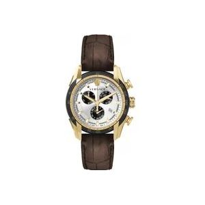 Versace V-Ray Leren Chronograaf Horloge , Brown , Heren , Maat: ONE Size