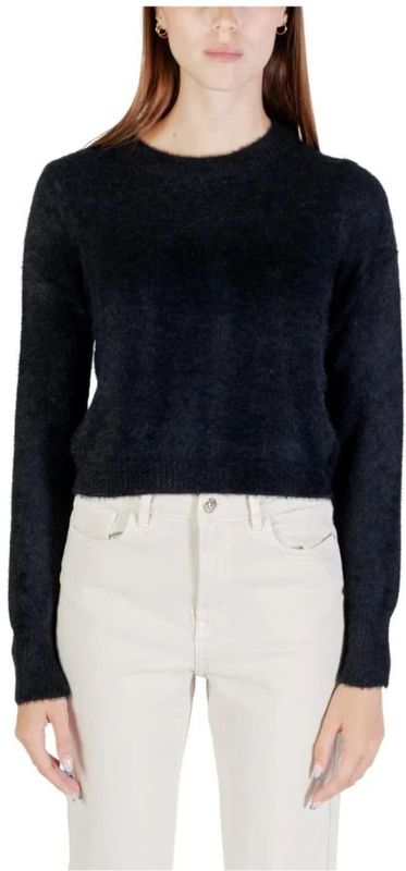 Only - Round Neck Long Sleeve Knitwear - Zwart - Dames