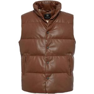 Boggi Milano - Gilet - Bruin - Echt Leer - Met Donsvulling