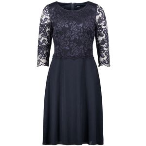 Cocktailjurk - Effen - Kant - Knielengte - Driekwart Mouw - Normale Pasvorm