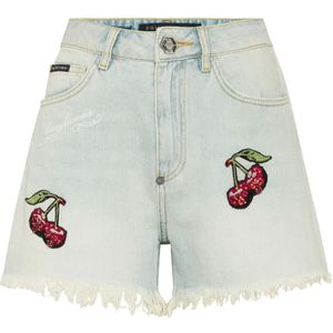 Philipp Plein, Dames, Korte broeken, Blauw, Maat: W25 Denim,