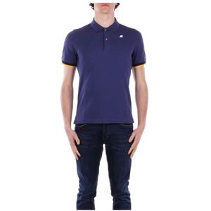 K-Way - Stretch Katoen Polo Shirt - Blauw - Katoen - Slim Fit