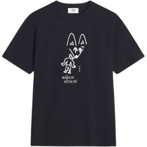 Maison Kitsuné, Heren, Tops, Zwart, Maat: 2XL