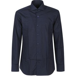 Barba Napoli, Heren, Overhemden, Blauw, Maat: M