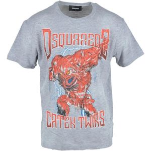 Dsquared2, Heren, Tops, Grijs, Maat: S Katoen,