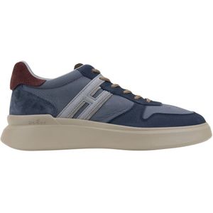 Hogan Leren Vetersneakers , Blue , Heren , Maat: 40 EU