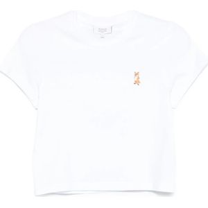 Maison Kitsuné, Dames, Tops, Wit, Maat: M Zijde,
