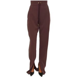 Elisabetta Franchi, Dames, Broeken, Rood, Maat: M Leer,