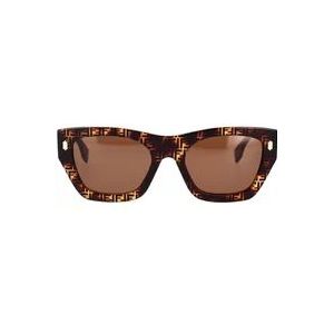 Fendi Vierkante zonnebril voor dames in Havana met bruine lenzen , Brown , Heren , Maat: 53 MM