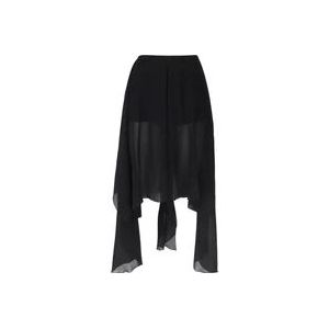 Chloé Zwarte Asymmetrische Gerimpelde Zijden Rok , Black , Dames , Maat: S