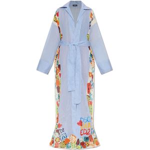 Dsquared2, Dames, Blouses & Shirts, Blauw, Maat: S Katoen,