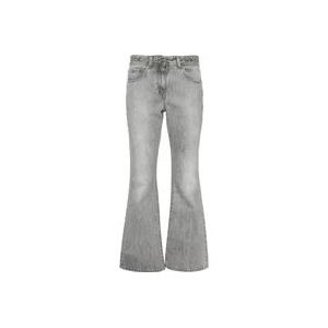 Versace Grijze Denim Stonewashed Flared Cropped Jeans , Gray , Dames , Maat: W27