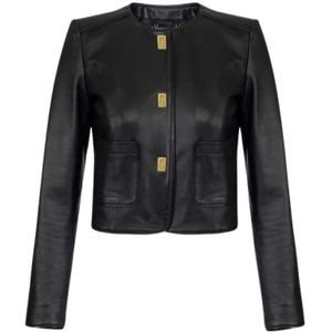 Elisabetta Franchi, Dames, Jassen, Zwart, Maat: S Leer,