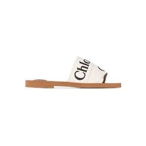 Chloé Witte Woody Sandaal , White , Dames , Maat: 35 EU