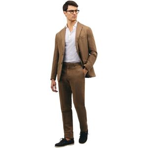 Boglioli, Heren, Pakken, Beige, Maat: M Katoen,
