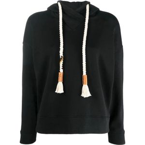 Forte Forte, Dames, Sweatshirts & Hoodies, Zwart, Maat: XL Katoen,