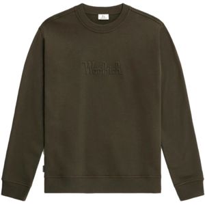 Woolrich, Heren, Sweatshirts & Hoodies, Groen, Maat: S Fleece,