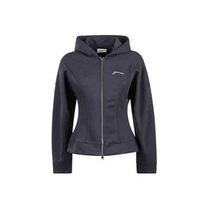 Ganni Warme Rits Hoodie voor Koud Weer , Blue , Dames , Maat: M