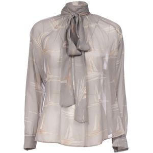 Max Mara Studio, Dames, Blouses & Shirts, Grijs, Maat: 2XS Zijde,