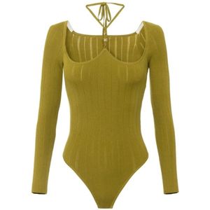Elisabetta Franchi, Dames, Tops, Groen, Maat: M Zijde,