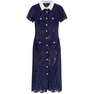 Self Portrait, Dames, Jurken, Blauw, Maat: XS Katoen,