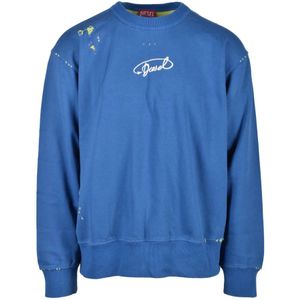Diesel, Heren, Sweatshirts & Hoodies, Blauw, Maat: L Katoen,