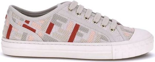 Fendi - Domino - Sneakers - Veelkleurig - Katoen - Kleurrijke Jacquard Print