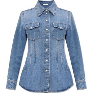 Chloé, Dames, Blouses & Shirts, Blauw, Maat: 2XS Denim,