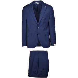 Paoloni, Heren, Pakken, Blauw, Maat: XL Wol,