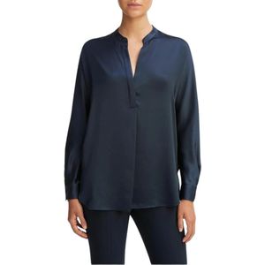 Vince, Dames, Blouses & Shirts, Blauw, Maat: S Zijde,