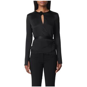 Blumarine, Dames, Tops, Zwart, Maat: XS Zijde,