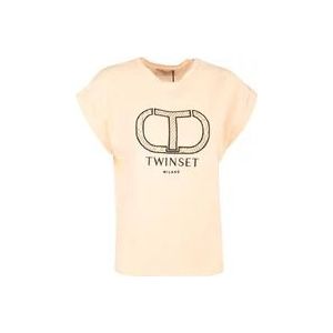 Twinset T-Hemden , Beige , Dames , Maat: S